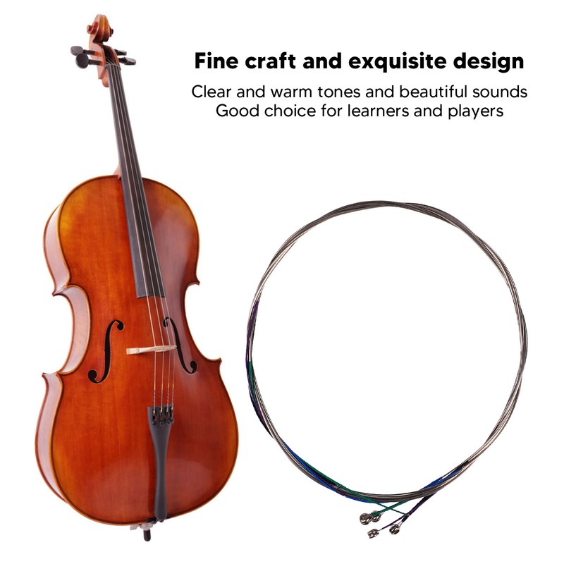 Cello Strings Full Set Steel Core 4/4 Replacement Parts Musical