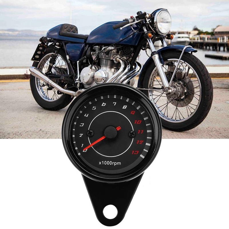 Qiilu Motorcycle Tachometer, Universal Motorcycle Backlight Tachometer, Tachometer, Aluminium Display