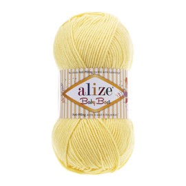 5 x 100 g Alize Baby Best Knitting Yarn Plain Baby Wool Anti-pilling 44 Colours, Colour: 250 Light Yellow