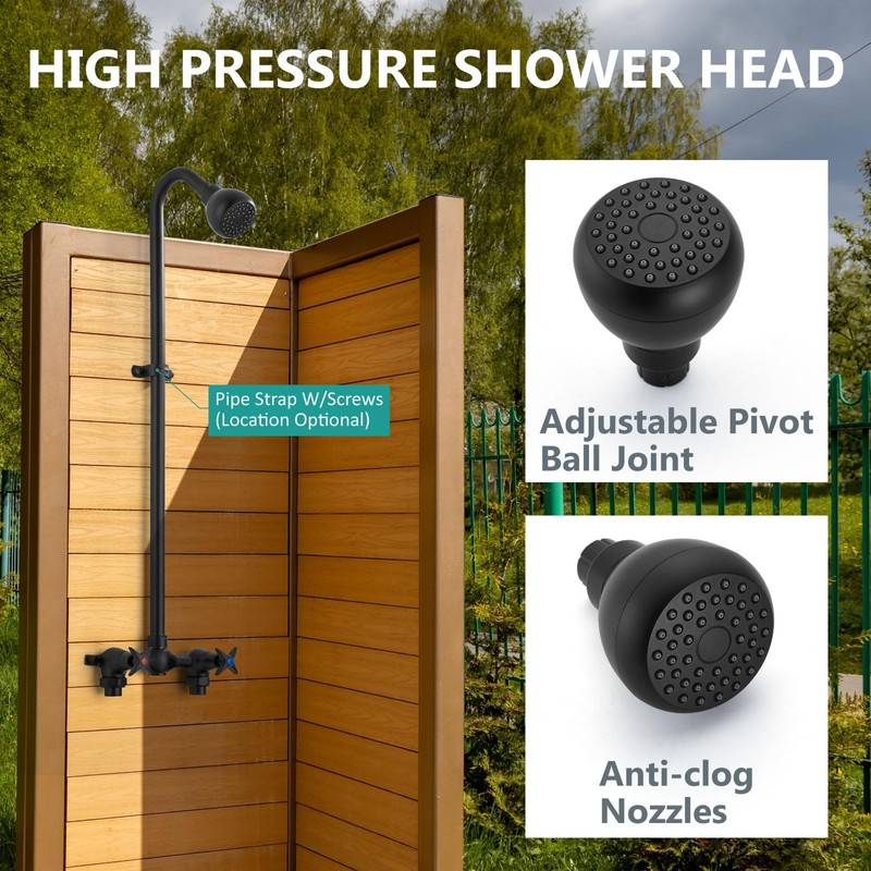 Aolemi Outdoor Shower Kit Fixtures – 2-Handle Exposed Shower Fixture