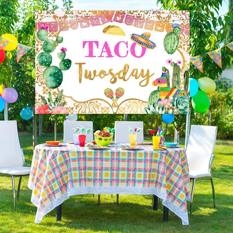 Fiesta Taco Twosday Birthday Banner Taco Twosday 2nd Birthday Backdrop
