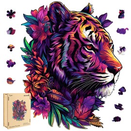 Qiuenisray Wooden Jigsaw Puzzles 500 Pieces-Tiger,13.8x17.4in,Royal,Wooden Puzzles for Adults,Unique Shape Animal Adult Puzzles,Irregular Wood Puzzles Best Gift for Adults and Kids Family Game