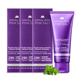 HIMALAYA PINKSALT Purple Color Corrector Whitening Toothpaste, 4.2oz (3 Packs) - Tone Up Toothpaste with Fluoride, Plaque Remover for Teeth, Purple Toothpaste for Teeth Whitening, Vanilla Mint