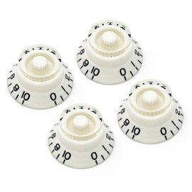 Vintage Forge White Top Hat Bell Knobs Compatible with Epiphone Les Paul Import Electric Guitar (Set of 4) Fits 18 Coarse-Spline Alpha (Metric) Split Shaft Pots Recessed RB18M-WHT4