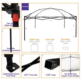 Impact 10' x 10' Pop Up Canopy Tent, Instant Shelter, Black Steel Frame, UV Coated, Includes Roller Bag, Black