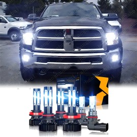 Unbranded For RAM 1500 2500 3500 2013-2018 6X 6000K Combo LED Headlights + Fog Light Bulbs