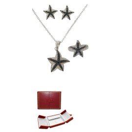 Black CZ Star fish Earring white gold boxed silver Star fish earring 2 Tone CZ black white gold silver boxed sealife pierced New