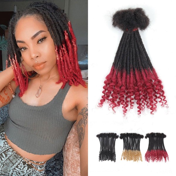10 inch Loc Extensions Human Hair with Curly Ends, 0.4cm