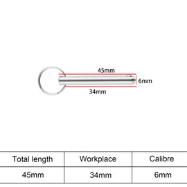 5PCS Quick Release Pins,Boat Bimini Top Marine Hardware,M6*45MM Carbon Steel Safety Pin Locking Pins for Boat, Mechanics