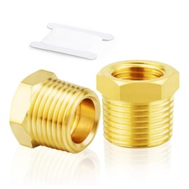 TAILONZ PNEUMATIC Brass Threaded Pipe Fitting 3/8 Inch BSP Male x 1/2 Inch BSP Female Hex Bushing Adapter （5Pcs）