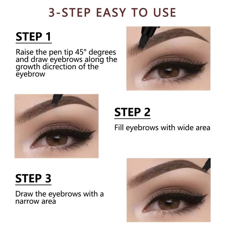 Tattoo Eyebrow Pen, Microblading Fork Tip Brow Pencil, Waterproof, Smudge-Proof,