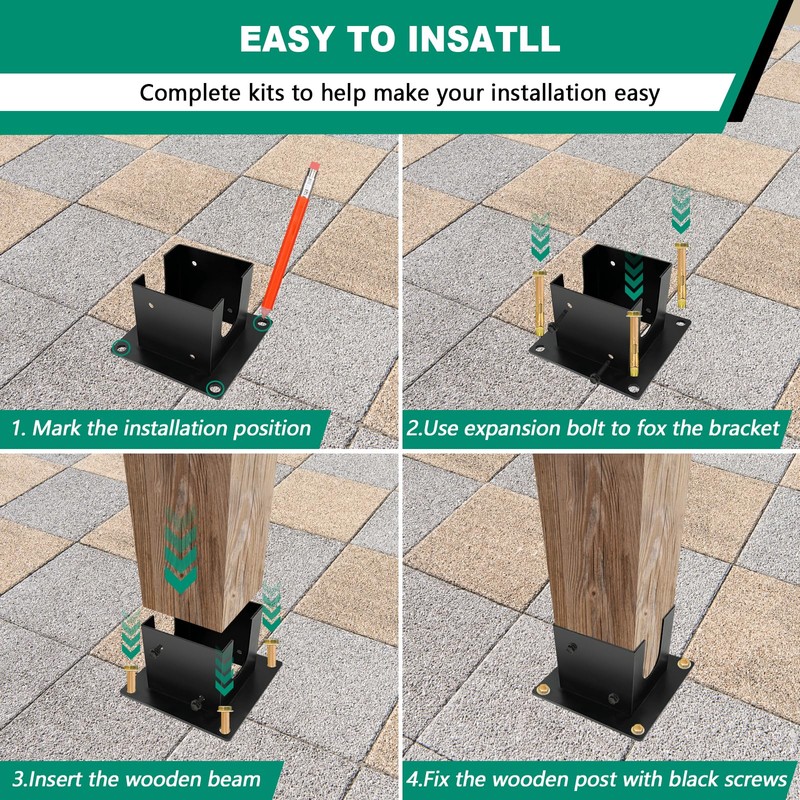 VoTwoofv Post Anchor Base,Concrete Wood Fence Post Base for 4"