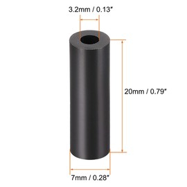 TA-VIGOR 100Pcs ABS Round Spacer Washer, ID 3.2mm OD 7mm L 20mm Black Non Threaded Column Standoff Support Insulation Spacers for Electrical Screws, Switch and Receptacle