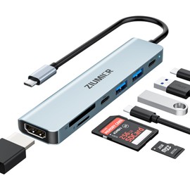 USB C Hub,7 in 1 USB C to HDMI Splitter,4K@60HZ Display for Office,Home