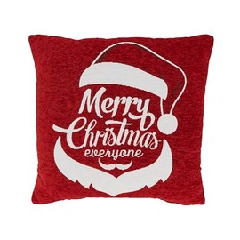 SARO LIFESTYLE Festive Elegance Chenille Jacquard Santa Down Filled Throw Pillow
