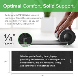 Gaiam Essentials - Tapete de yoga de alta calidad con soporte para esterilla de yoga (72 pulgadas de largo x 24 pulgadas de ancho x 1/4 pulgadas de gr