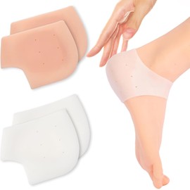 Protectores de talón de silicona para zapatos (2 pares) - Taloneras de gel para fascitis plantar, prevención de ampollas y talones agrietados - Almohadillas de grado médico para aliviar el do