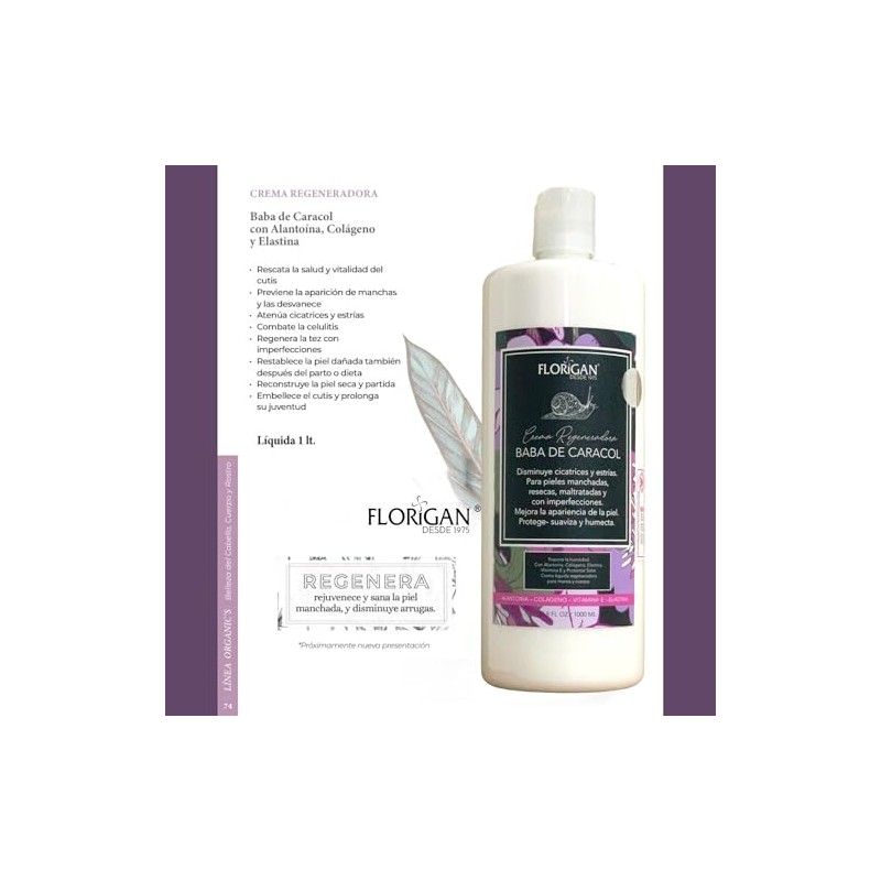 FLORIGAN CREMA DE BABA CARACOL 1000 ML.