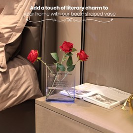 Alpharan Book Vase for Flowers Home Décor,Artistic and Cultural Flavor Decorative Acrylic Clear Vase for Home and Office,Creative Gifts for Book Lovers. (Blue)