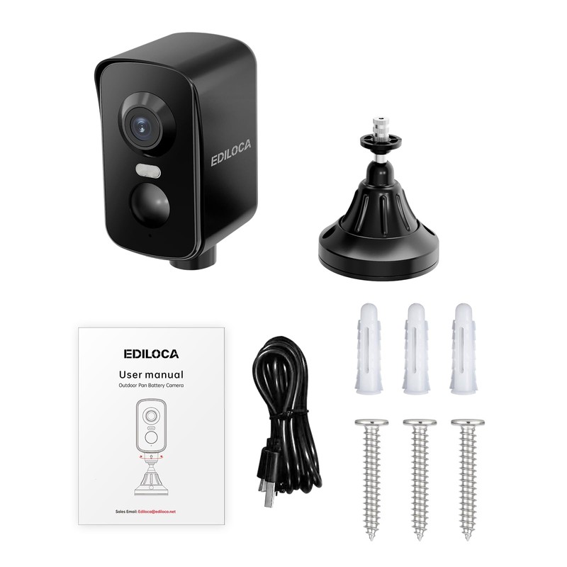 Ediloca Security Cameras Wireless Outdoor, 2K Pan Rotating 300° Battery