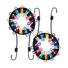 ABINLIN Travel Washing Line 2 Pcs - Portable Camping Washing Line with 12 Colorful Pegs - Elastic Retractable Clothes Line for Indoor and Outdoor (Black)