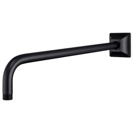 SEABEFORE 16" long sweep shower arm Wall Mounted Black shower head extension with square flange, Standard 1/2" Connection