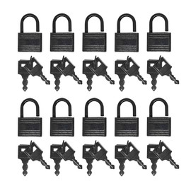 SuKeYuan 10 Pcs Mini PadlocksCute Diary Padlocks Black Small Luggage Locks with Keys for Luggage Laptop Bag Locker