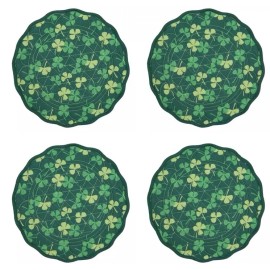 Celebrate St. Patrick's Day Together St. Patrick's Day Quilted Reversible Shamrock Melody Round Placemats 4-pk