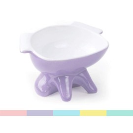 ViviPet Premium Elevated Dog Feeder, Single Raised Cat Bowl Ceramic Bowl, Perfect for Small to Medium Sized Cats. (Purple)