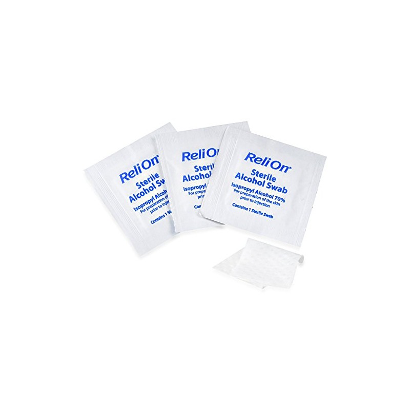 ReliOn - Hisopos de alcohol estériles, 200 unidades, (paquete de