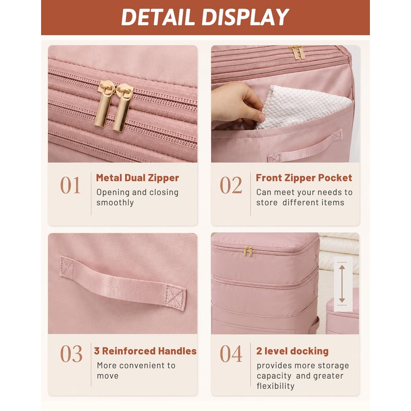 Ultra Space Saving Self Compression Organizers, 2 Pack Double Zipper