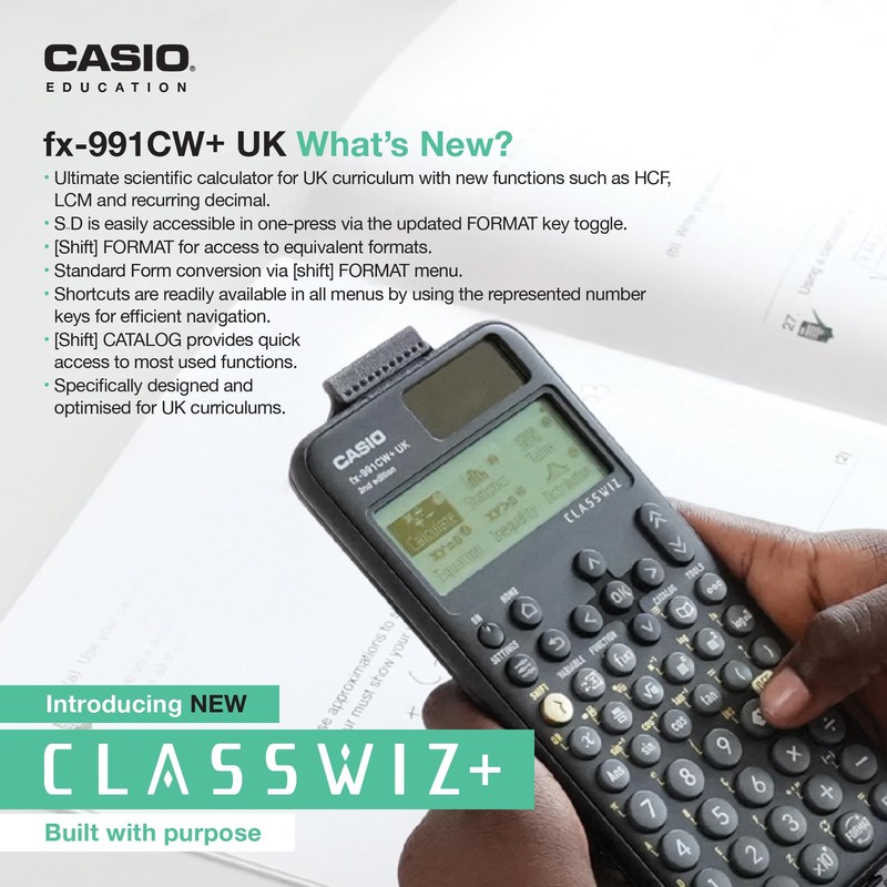 Casio fx-991CW+ Scientific Calculator Black (UK Version) - Upgrade from