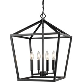 Millennium 3244-MB Transitional Four Light Pendant from Corona Collection Finish, Matte Black