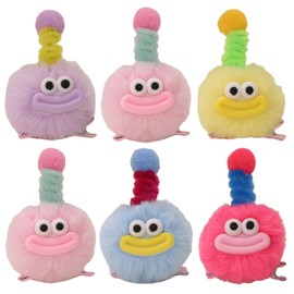 6P Fuzzy Pom Poms Hair Clip for Girl Cute Ball Pompom Hair Clips Fluffy Pom Poms Hair Barrettes Little Monster Alligator Clips Accessories for Crazy Hair Day (Sausage Mouth)