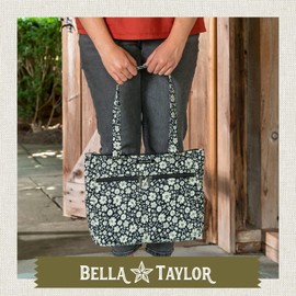 Bella Taylor Everyday Tote | Quilted Floral Handbag for Women | Bicolor Floral Black