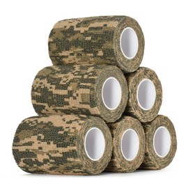 SEADESKY 6Pcs Camo Tape Camouflage Self Adhesive Wrap Cohesive Bandage 3” x 5 Yards, Sport Self Adherent Wrap Camo Wrap Form for Gun Outdoor Military Hunting Camera Grip Protective Tape (ACU Camo)