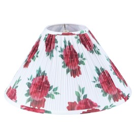 Aspen Creative 33176, Hardback Empire Transitional Spider Lamp Shade, Mushroom Pleated White with Red Floral Print Designed Fabric, 6" Top x 19" Bottom x 12" Slant Height