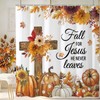 Baccessor Fall Shower Curtain Pumpkin Cross Shower Curtains Autumn Floral