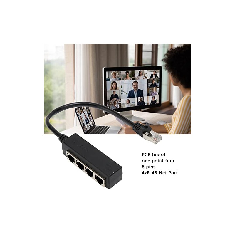 Adaptador RJ45 Cable Divisor Ethernet - 1 a 4 Puntos,