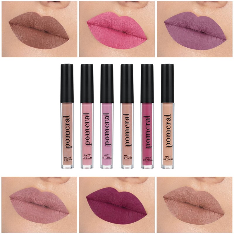 pomcral 6 Color Matte Lip gloss Sets Velvet Lip Glaze