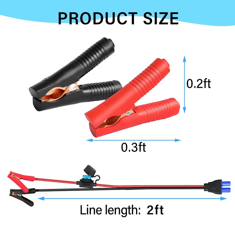 ZHOFONET 10AWG EC5 Jump Starter Cable with Battery Clamps,12V Alligator