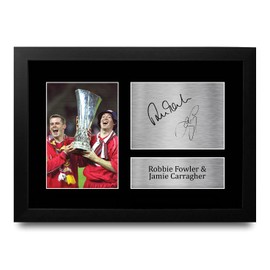 HWC Trading FR A4 Robbie Fowler Jamie Carragher Liverpool Gifts Printed Signed Autograph Picture for Football Fans and Supporters - A4 Framed