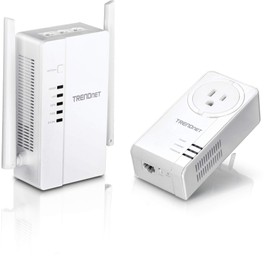 TRENDnet Wi-Fi Everywhere Powerline 1200 AV2 Dual-Band AC1200 Wireless Access Point Kit, Includes 1 x TPL-430AP and 1 x TPL-423E, 3 x Gigabit Ports, Easy Installation, White, TPL-430APK