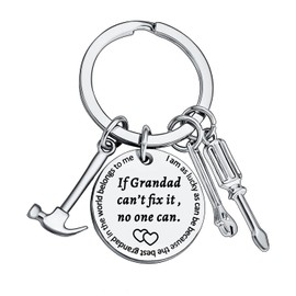 BESPMOSP Grandad Keychain Grandpa Gifts From Grandson Granddaughter Birthday Gift Keyring Father's Day Gift For Granddad Grandfather Funny Gifts For Men Grandpa Gifts Keyring（If grandad）