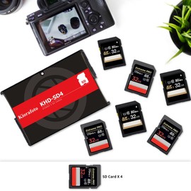 Kiorafoto KHD-SD4 Easy Carry 4 Slots Slim Credit Card Size Lightweight Portable SD Memory Card Case Storage Keeper Holder Protector for 4 SD SDHC SDXC Cards