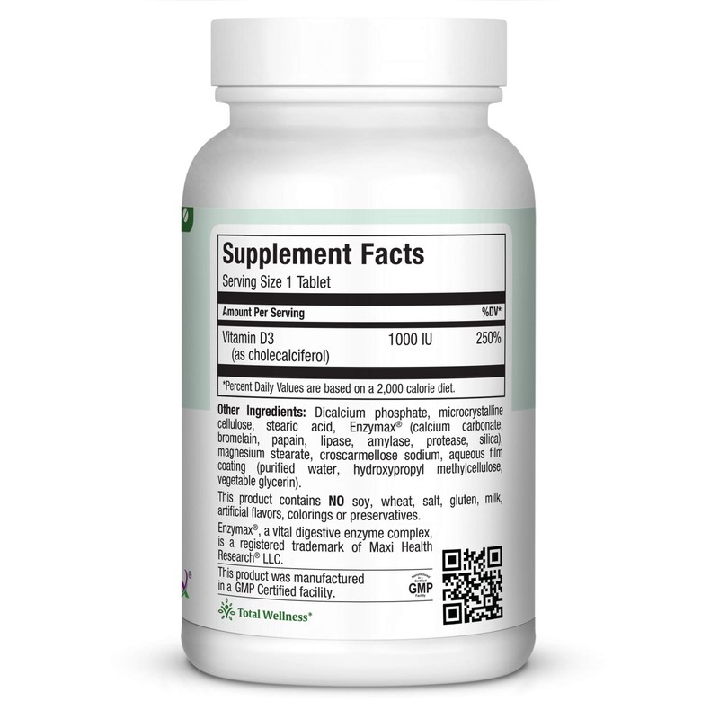 Maxi Health Vitamin D3 1000 IU Dietary Supplement - Easy
