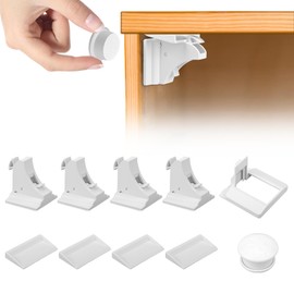 Samamoca Kindersicherung Magnet (4 Schlösser Mit 1 Schlüsseln),Safety Cupboard Locks,Unsichtbare Kindersicherung,Kindersicherung Schrank Magnet,Geeignet Für Schränke Und Schubladen