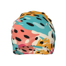 ZUHAOGO Colorful Leopard Print Skull Beanie Hats Slouchy Winter Warm Chemo Caps Stretch Hip-Hop Skull Cap Beanie Lightweight Sleep Cap Headwear Knit Beanies for Men Women