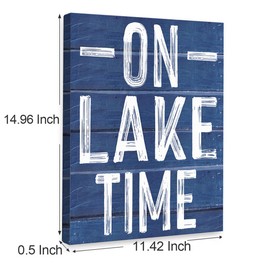 On Lake Time Wall Decor,Lake House Canvas Framed Wall Art Signs Pictures Paintings Gifts For Lakes Lovers Camper Cabin Decor