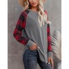 Aifer Shirts for Women Buffalo Plaid Raglan Sleeve Spring Tops